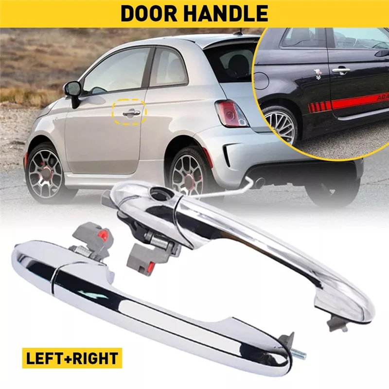 

1Pair Exterior Door Handle Front Driver & Passenger Side Door Outer Hand For Fiat 500 735451696, 735451697-ABQF