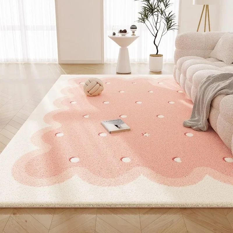 Sweet Pink Living Room Carpet Large Butterfly Print Fluffy Bedroom Rugs Soft Fashionable Ins Style Coffee Table Mats Alfombra 러그