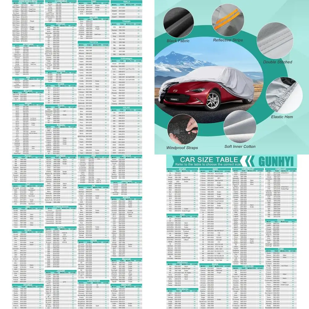 

Универсальный водонепроницаемый сверхпрочный 6-слойный автомобильный чехол для купонов — подходит для Miata/MX-5, BMW Z3, S2000, Saturn Sky (размер A1)