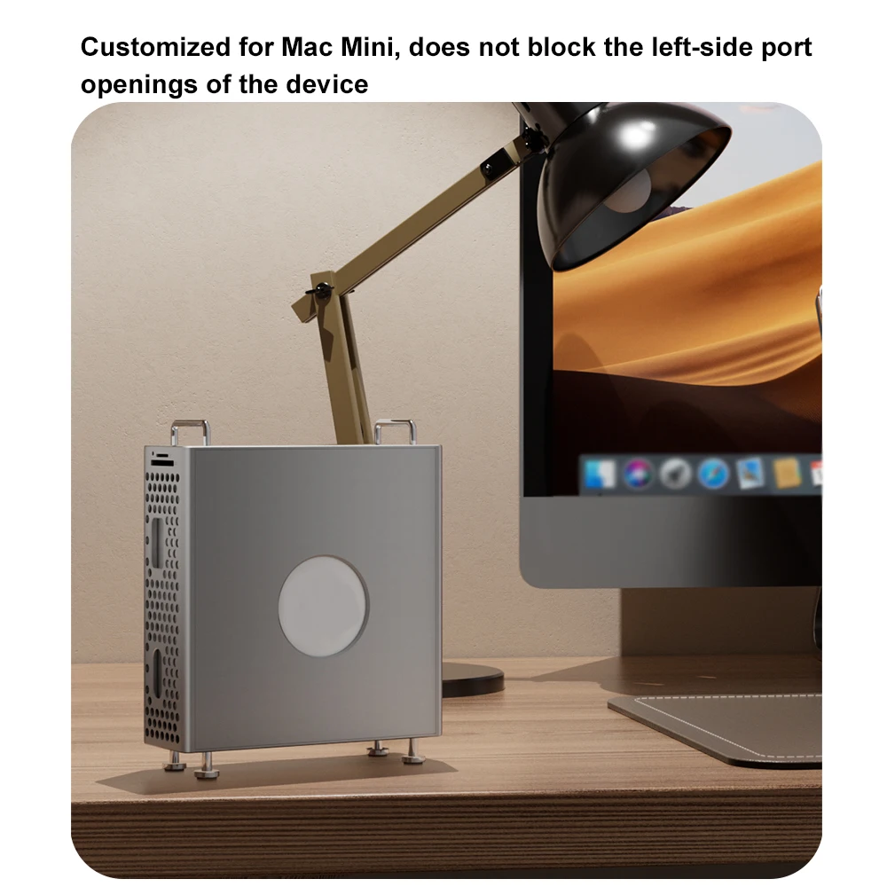 هيكل لجهاز Mac Mini M4/M4 Pro 2024 حافظة كمبيوتر عمودية من الألومنيوم واقية ضد الغبار حامل تخزين لتقوم بها بنفسك جزء الكمبيوتر