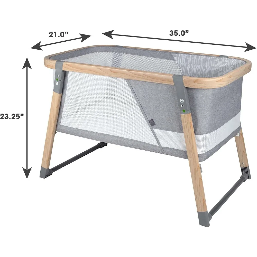 Boppy Bassinet with Wipeable Mattress Pad and Two Mattress Covers Included, Featuring Anti-tilt Anchors and Mesh Sides