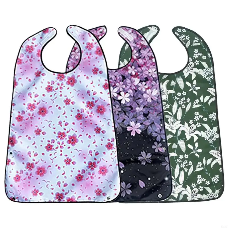 54DF Pack of 2 Leakproof Adult Bib For Eating Foldable Design Multiple Color Option