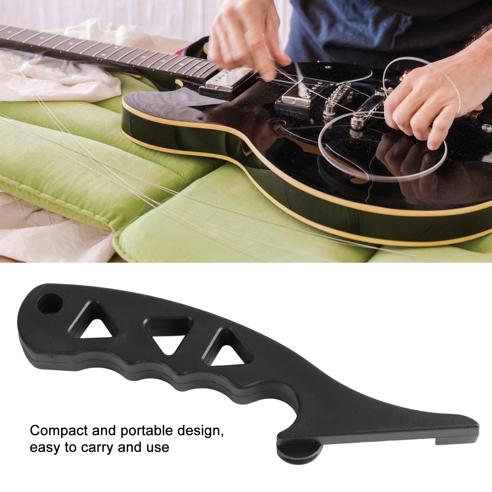 Maca de cordas de guitarra elétrica, dispositivo robusto de alongamento de cordas de guitarra, preto, fácil de usar, leve para manutenção