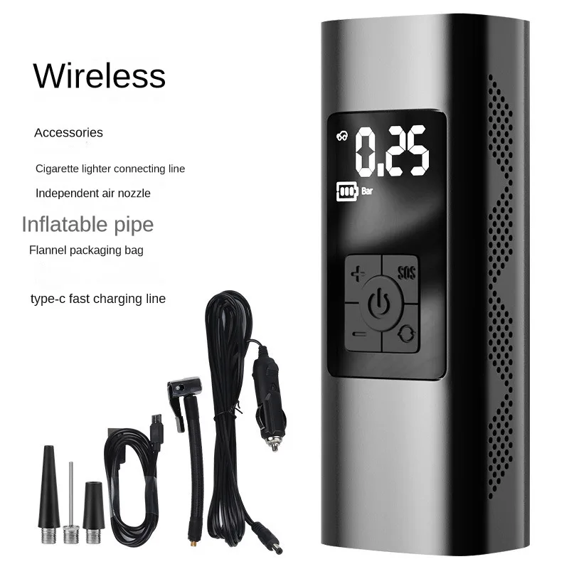 

Convenient Echargeable Air Pump Tire Inflator Portable Compressor Digital Cordless Car Tyre Inflator for Bicycle Balls