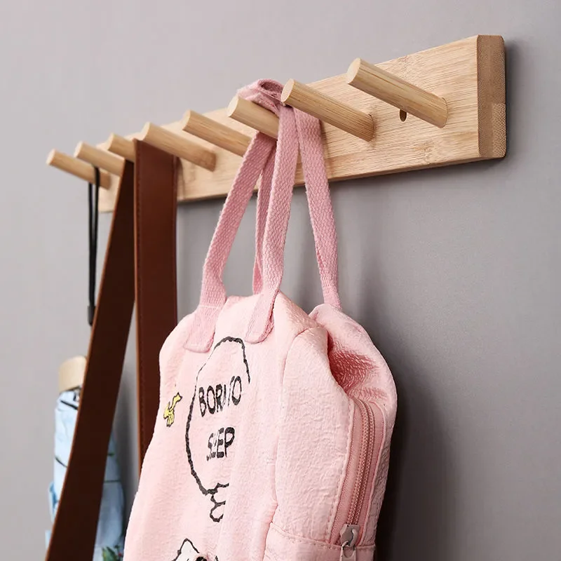 

Europe Bamboo Wooden Hooks Hanging Clothes Hanger Behind The Door Bedroom Living Room Dress Suit Umbrella Bag Storage Racks