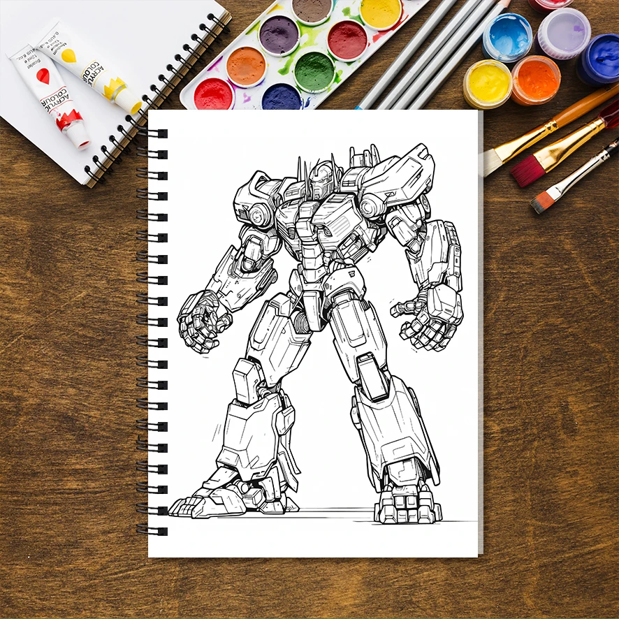Robot Coloring Book for Adults - 8.3x 11.2 Inch 32 Page Coloring Book - Helps Reduce Stress and Ease Emotions
