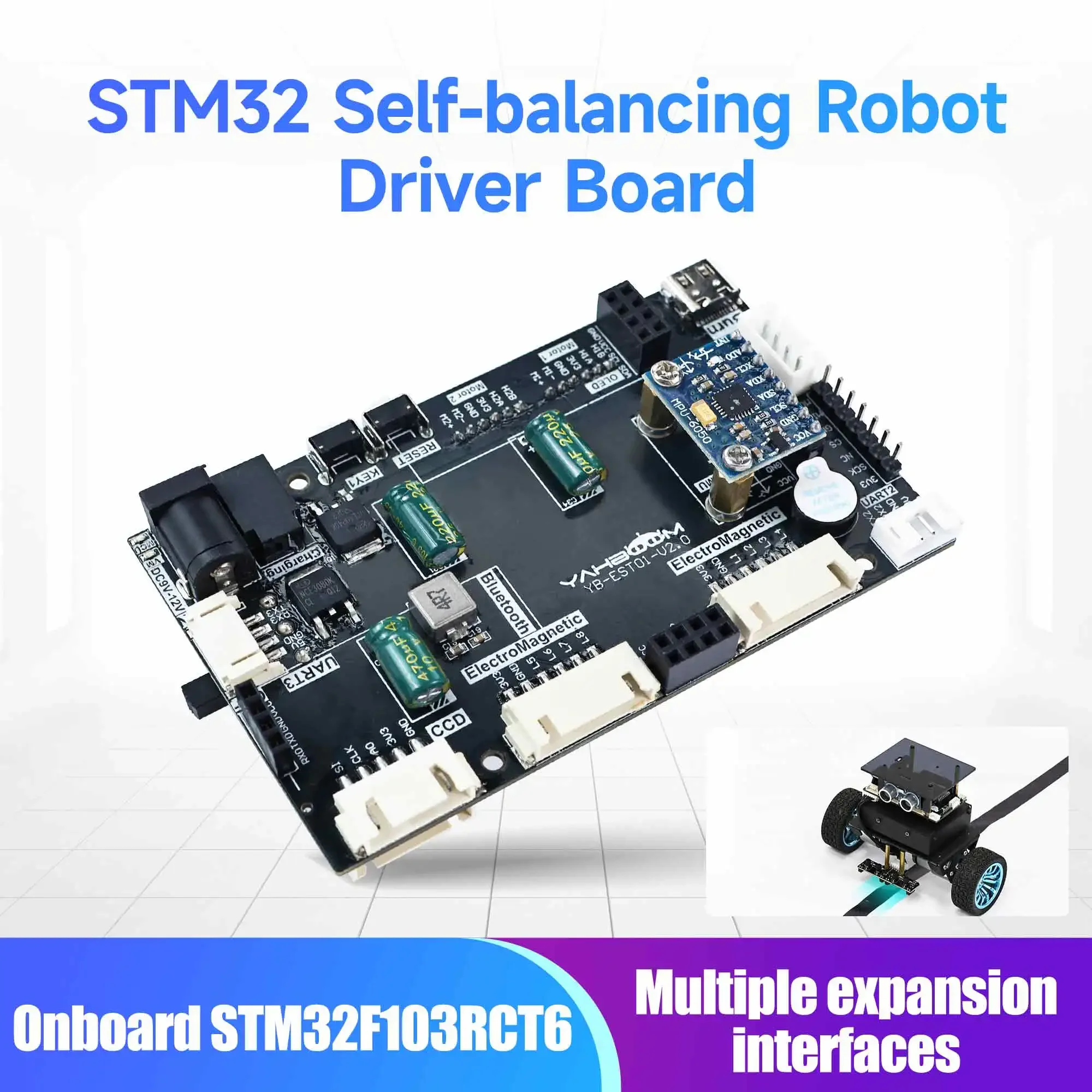 

Детали платы драйвера робота Yahboom STM32 STM32F103RCT6, оригинальный чип с несколькими интерфейсами расширения, поддерживает WIFI Bluetooth