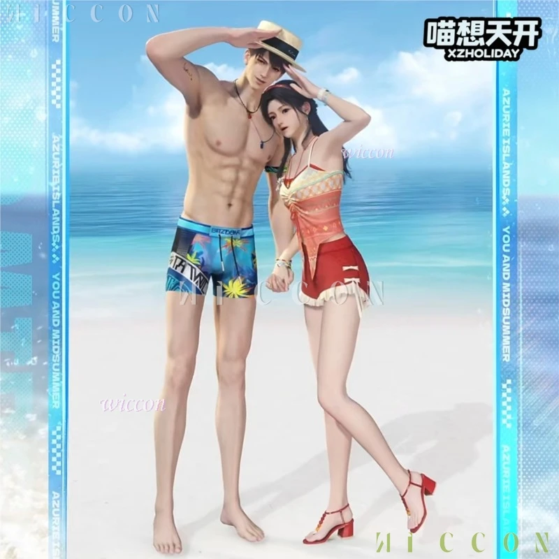 disfraz halloweeen Love And DeepSpace Player Mc Cosplay Swimming Beach Outfit Women Girls Adults Costume Red Caleb Coup