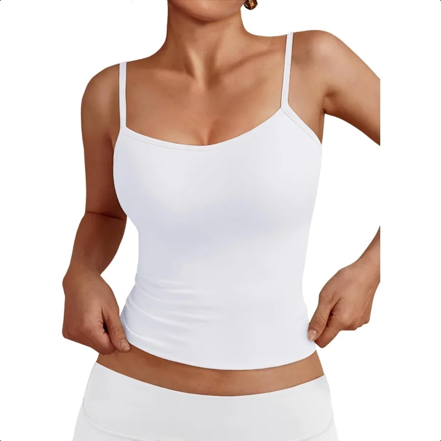

Trendy Queen Womens Adjustable Camisole Sleevel Square Neck Spaghetti Strap Tank Tops Basic Shirt