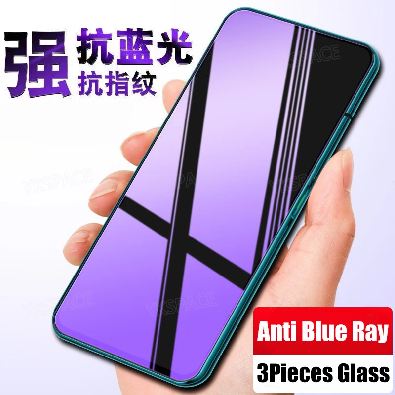 3Pcs Anti Blue Ray 9H Tempered Glass For iPhone 16 15 14 13 12 mini 11 Pro XR X Xs Max 6 6s 7 8 Plus Screen Protector Protective