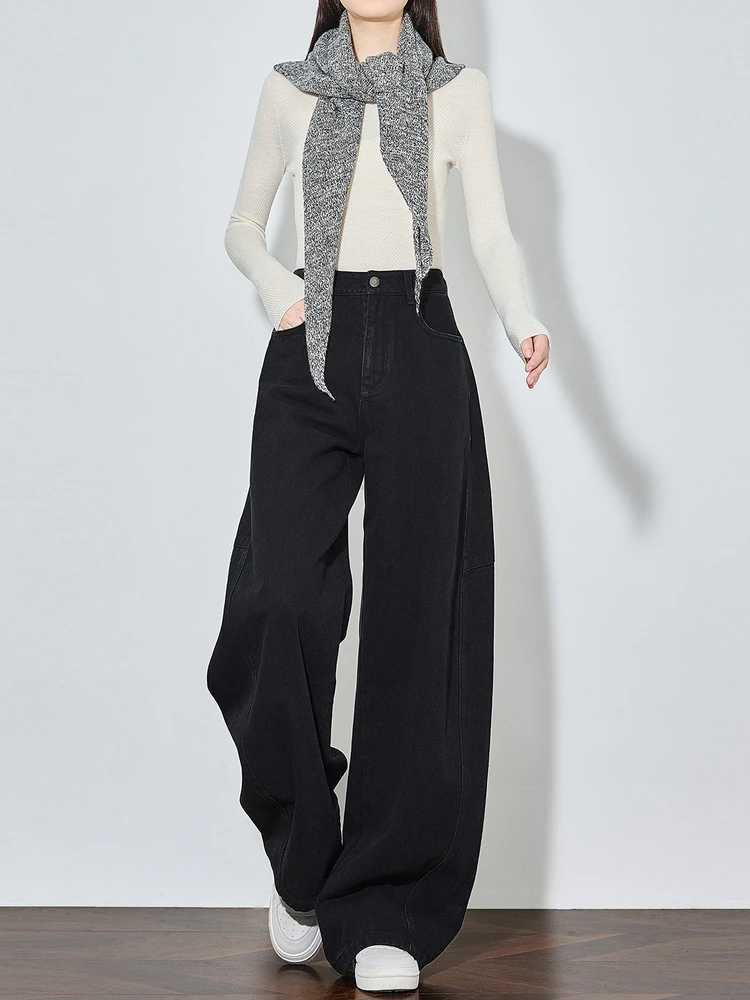 

Женские джинсовые брюки-бананы из 100% хлопка с флисовой подкладкой, свободные, с эффектом похудения, с изогнутым кроем, повседневные, с высокой талией