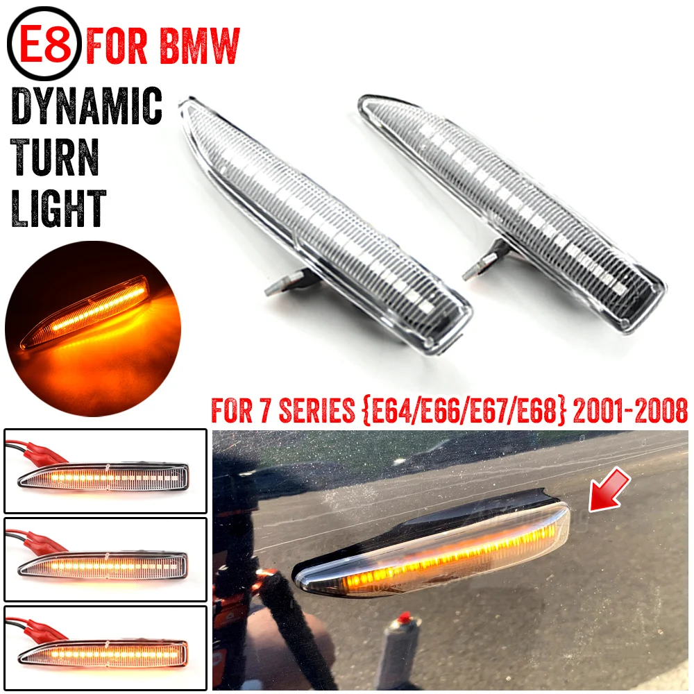 For BMW 7 Series (E65/E66/E67/E68) 2001-2008 63137164757 Car Fender Side Marker Repeater Lights Dynamic LED Turn Signal Lamp