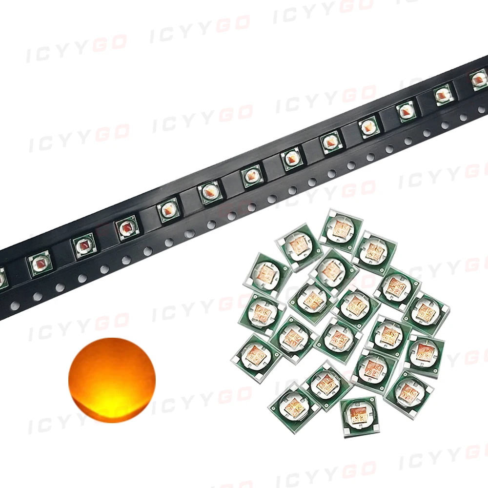 10 pieces High Power LED Lamp Bead 3W 3535 Yellow Light Ceramic Lamp Lead 3535 Lamp Bead 590nm-595nm 3W Yellow Light