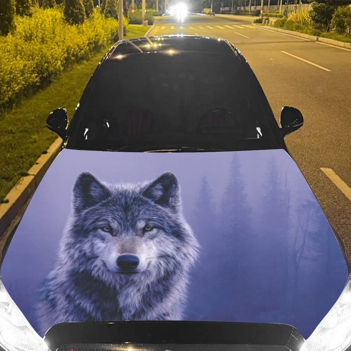 

Автомобильные наклейки A Wolf Depicted Against A Cool - Hued Backdrop Наклейка на капот автомобиля, водонепроницаемые самоклеящиеся виниловые графические наклейки, De