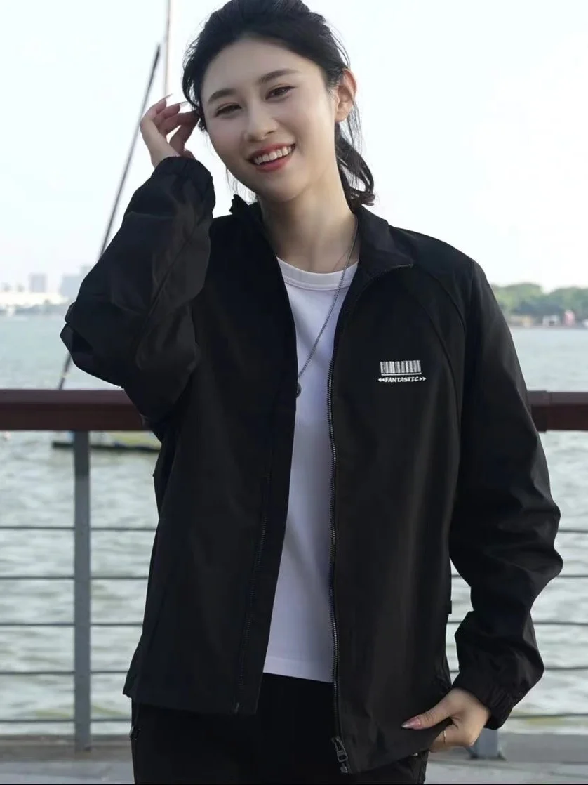 

Faionable Casual Sportswear Jaet Men's Sli Hong Kong Sle Lightweight Simple Attractive All-Match Stand Collar Coat