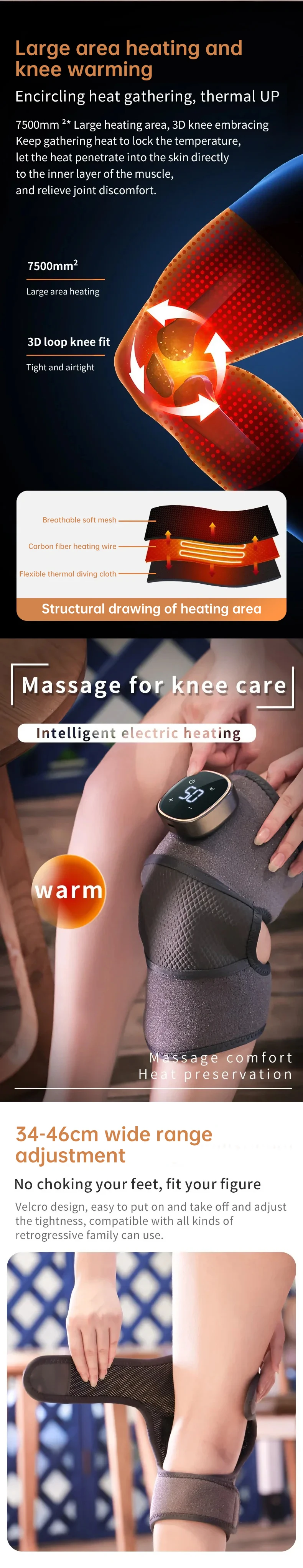 3 in 1電動エルボー膝プレーンリリーフマッサージ肩振動マッサージ膝サポーターブレースUSB接続