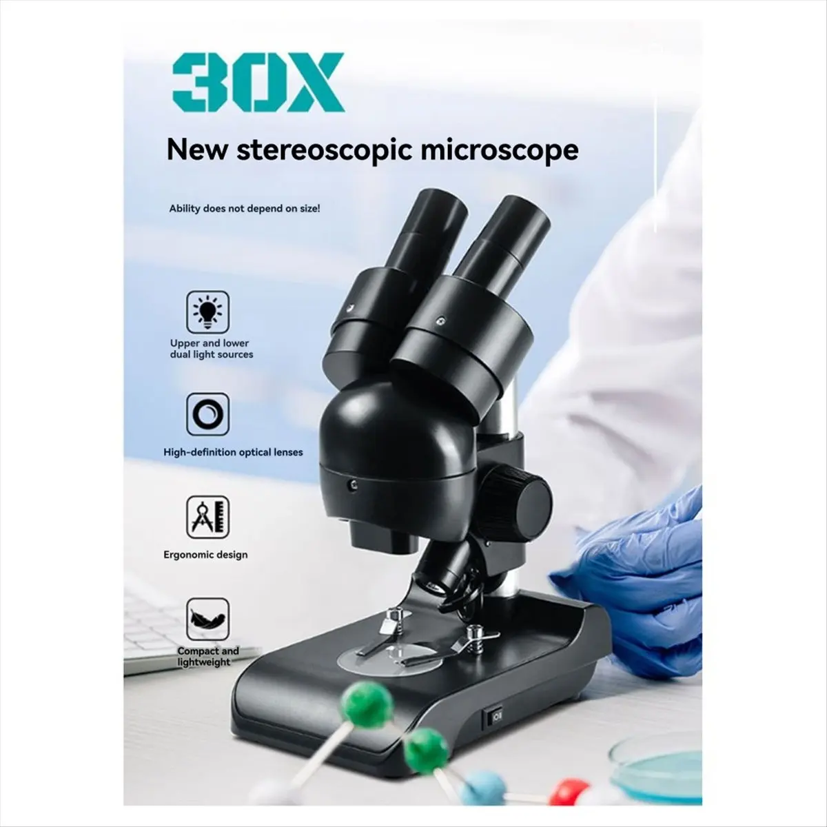 Goodprice ES1057 Binocular Microscope Kit 30x Magnification Biological Microscope Scientific Experiment Anatomy