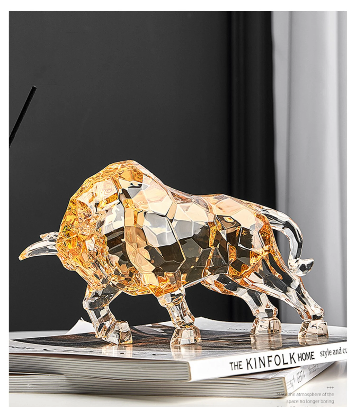 Raum Dekor Tier Ox Skulptur Ornamente Acryl Kristall Handwerk Statue Wohnzimmer Büro Desktop Dekoration Nordic Artwork Geschenk – Detail 12