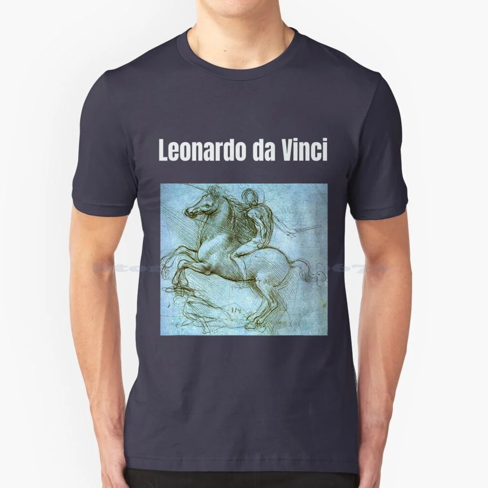 Leonardo's Da Vinci Horse And Women Classic Art T Shirt 100% Cotton Tee Nin Captain Nin Pretty Hate Machine Nine Inch Nails