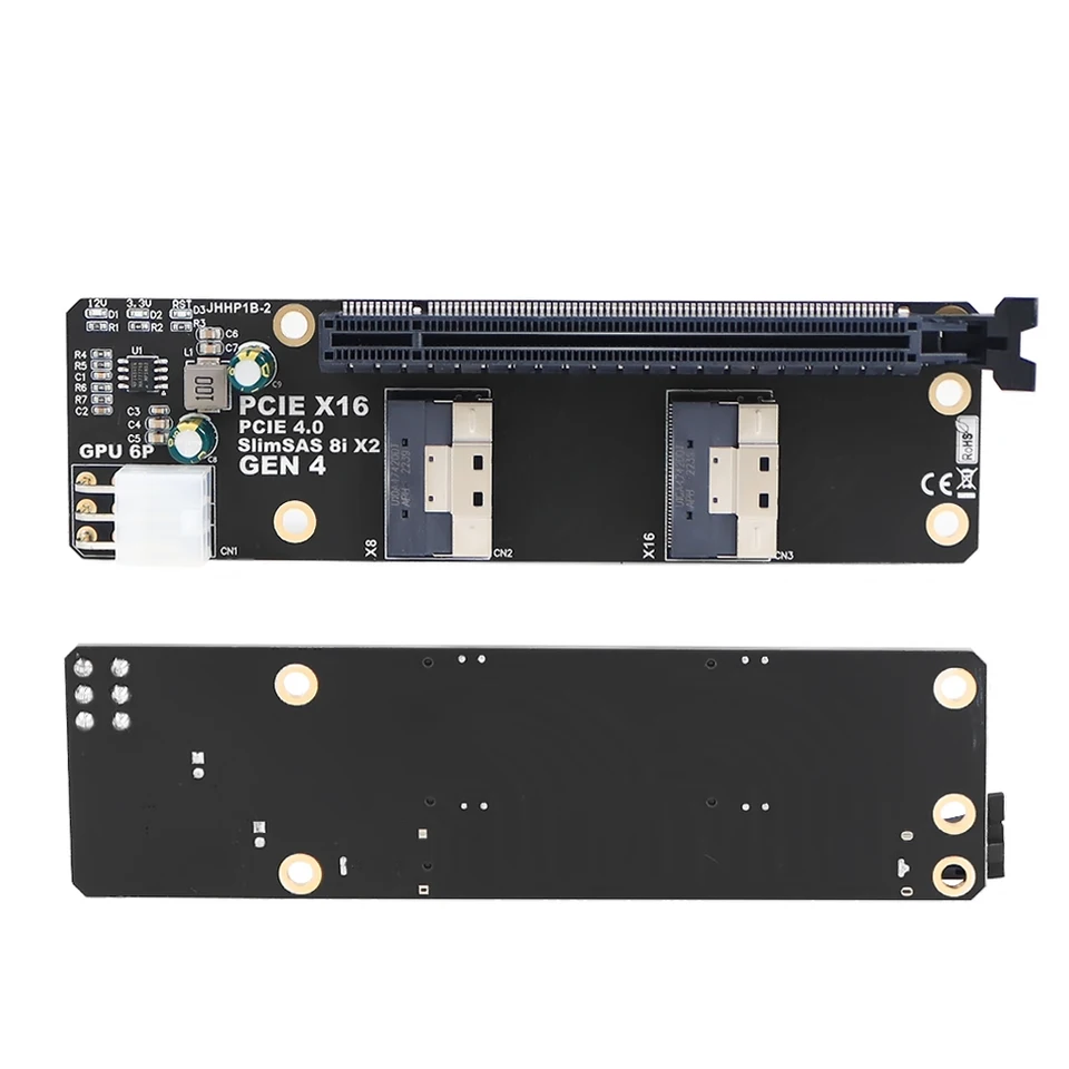 Slimsas 8i x2からpcie 4.0 x16スロットアダプターカード、sff8654