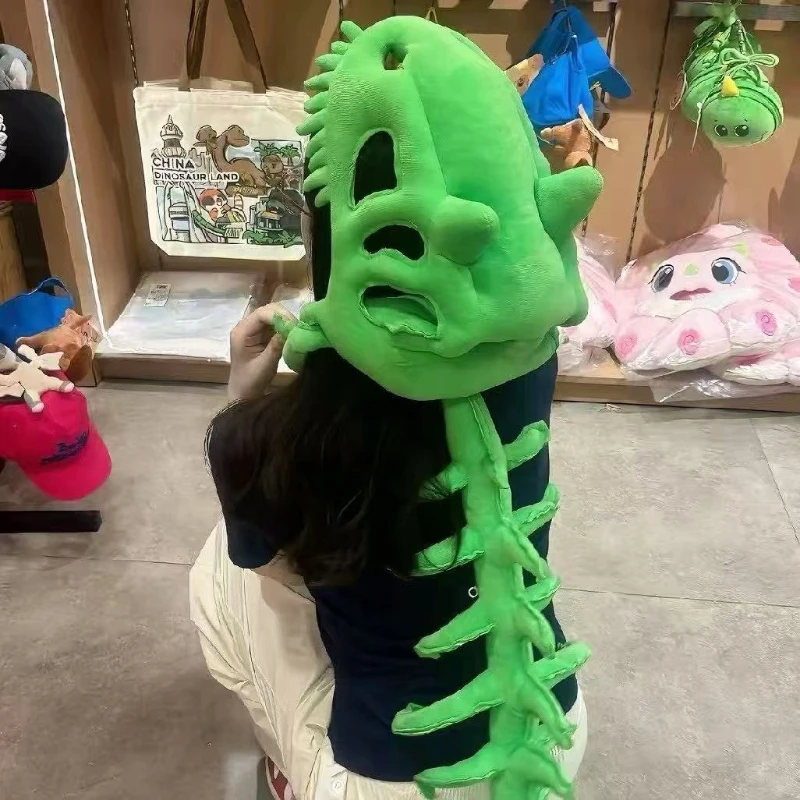 Ins Kawaii Multicolored China Dinosaur Skeleton Headpiece Plush Toy Children'S Cosplay Prop Halloween Costume New Year Gift Deco