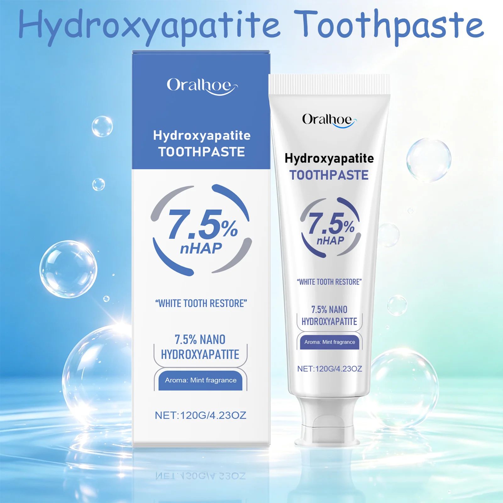 Oralhoe Hydroxyapatite Toothpaste Enamel Protection Yellow Stain Removal Sensitive Teeth Relief Fresh Breath  Mint Toothpaste