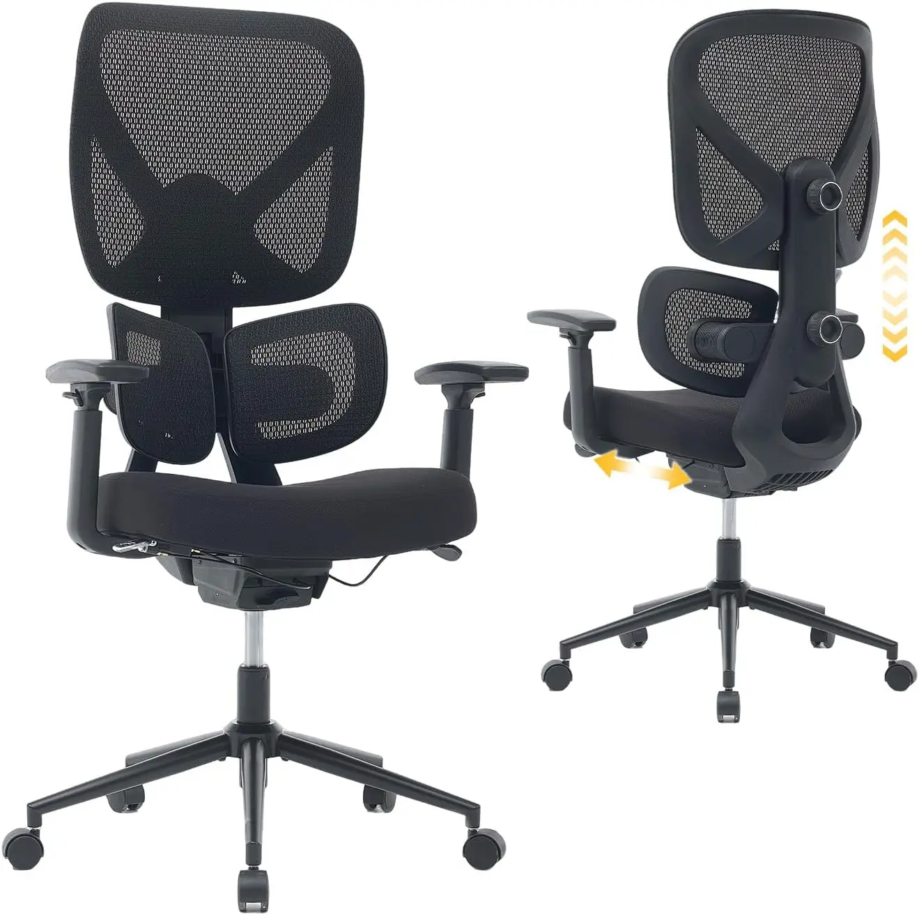 

High Back Mesh Office Chairs with Dual-Zone Dynamic Lumbar Support, 3D Armrests, Comfy Home Office Desk Chair (Black)