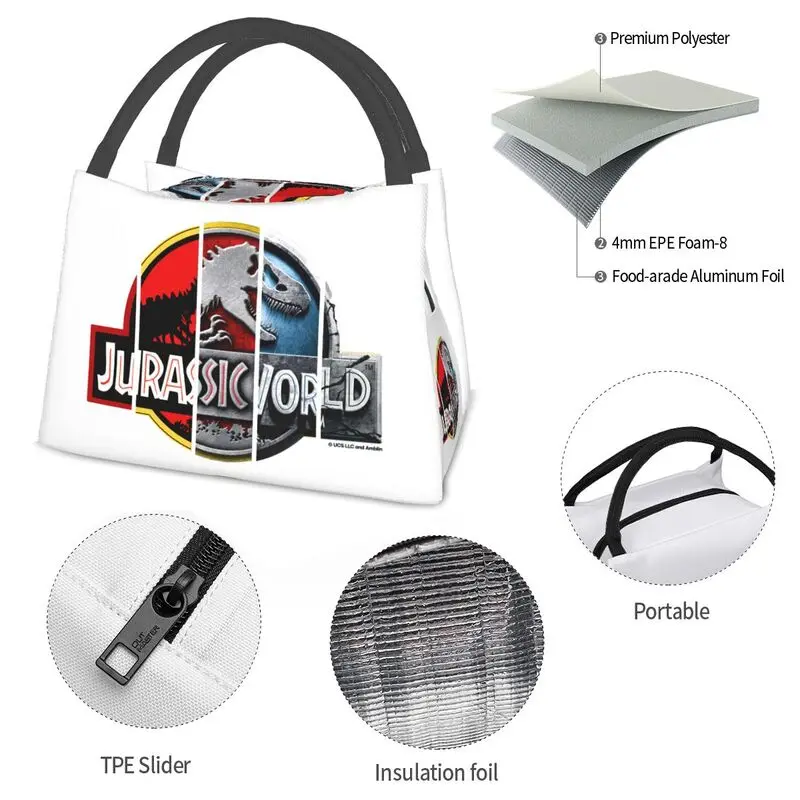 العالم الجوراسي شعار تطور معزول أكياس الغداء للمدرسة مكتب ديناصور العالم مقاوم للماء الحرارية برودة بينتو صندوق النساء #5