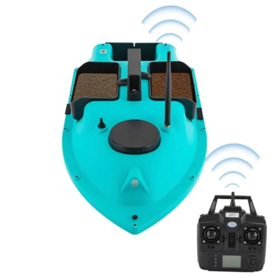 

RC Fishing Bait Boat with Dual 390 Motors and 52W Power 500m/1640ft Remote Control Range in Blue for Lake and Ocean Angling