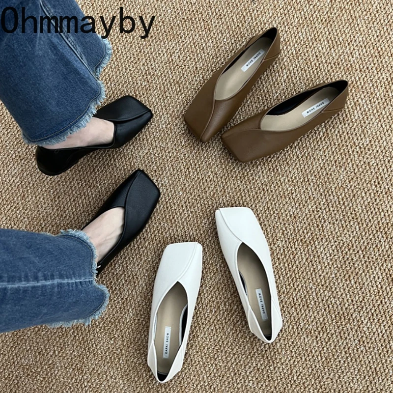 2026 Spring Autumn Slip On Women Mary Jane Shoes Fashion Square Toe Female Street Style Soft Sole Dress Flats Shoes