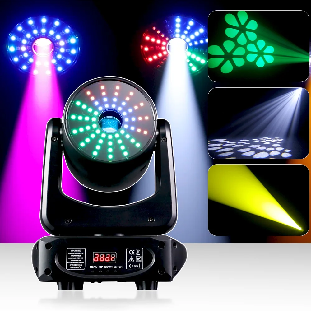 New 150w Bee Pattern 3 Prims With 60x0.2w RGB Aperture DMX512 Moving Head Stage Lighting Beam Wash Effect For Wedding Party Lamp