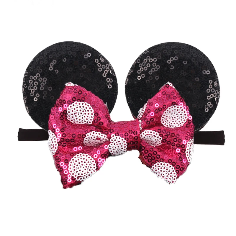 2024 Disney Minnie Mickey 2.8IN Ears Elastic Headbands For Baby Soft Nylon Hairband Newborn Infant Festival DIY Hair Accessories