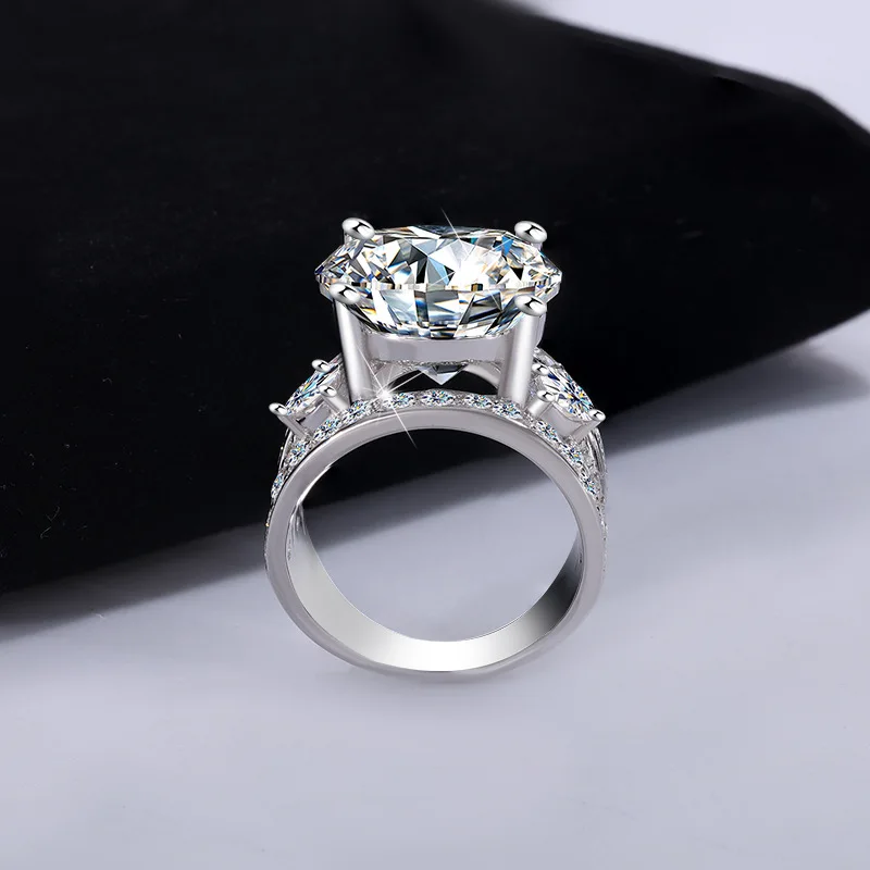 المرأة PT950 البلاتين خاتم الزواج مويسانيتي كامل 5Ct تاج حمامة البيض تصميم Sansheng Sanshi موضوع خاتم الخطوبة