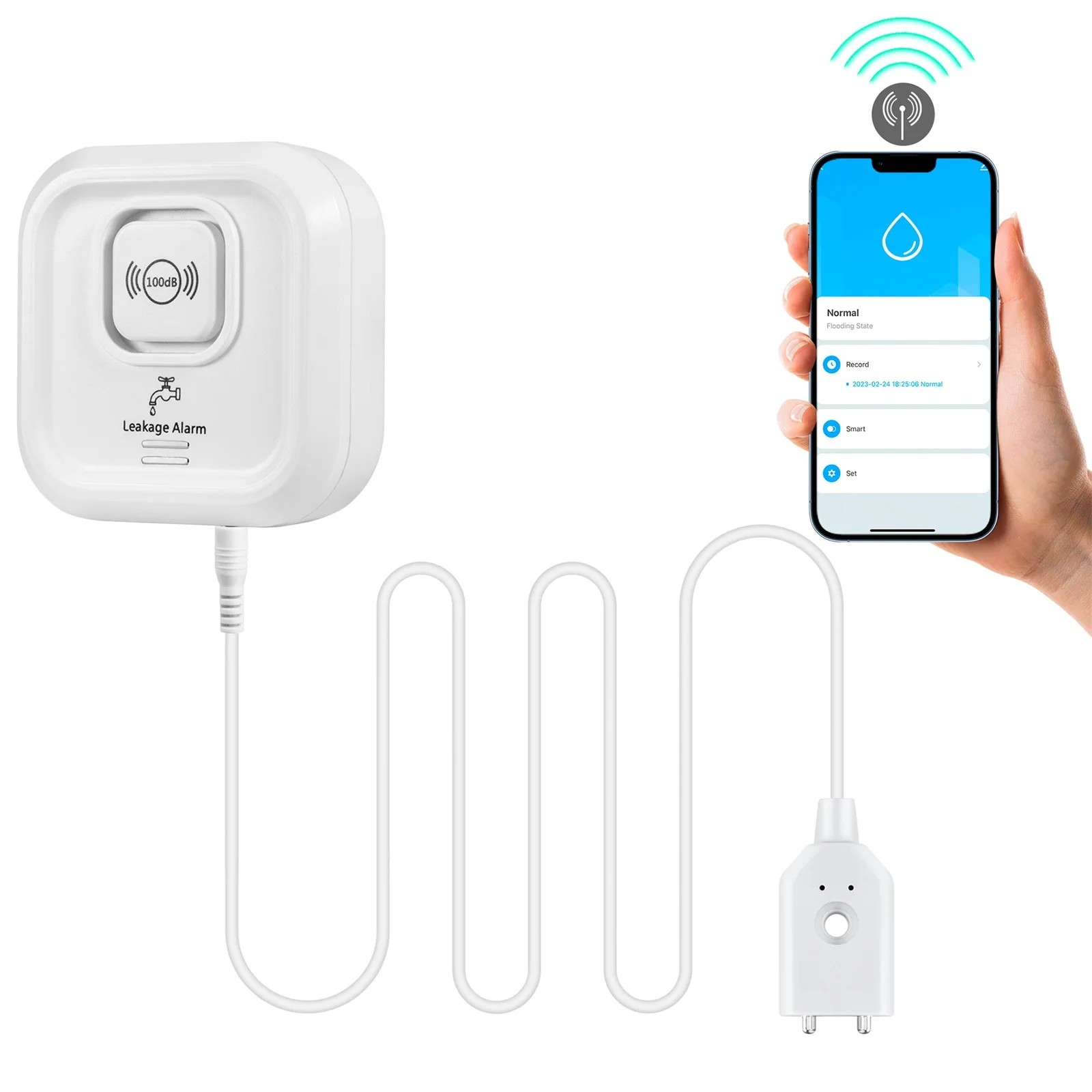 KERUI 100db Tuya Smart WIFI Detektor alarmu wycieku wody Czujnik wycieku wody do ochrony bezpieczeństwa w domu