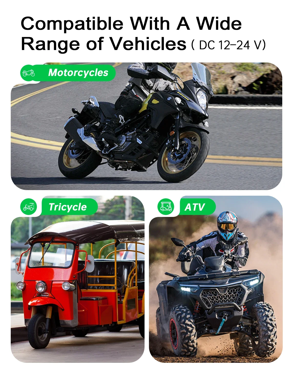 Extractme QC3.0 Motorcycle Fast Charger 3 Ports Retractable 12V-24V 30W PD 18W USB-A IP65 Waterproof Motorcycle Phone Charger