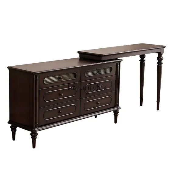 

French medieval all-solid wood dressing table integrated storage locker