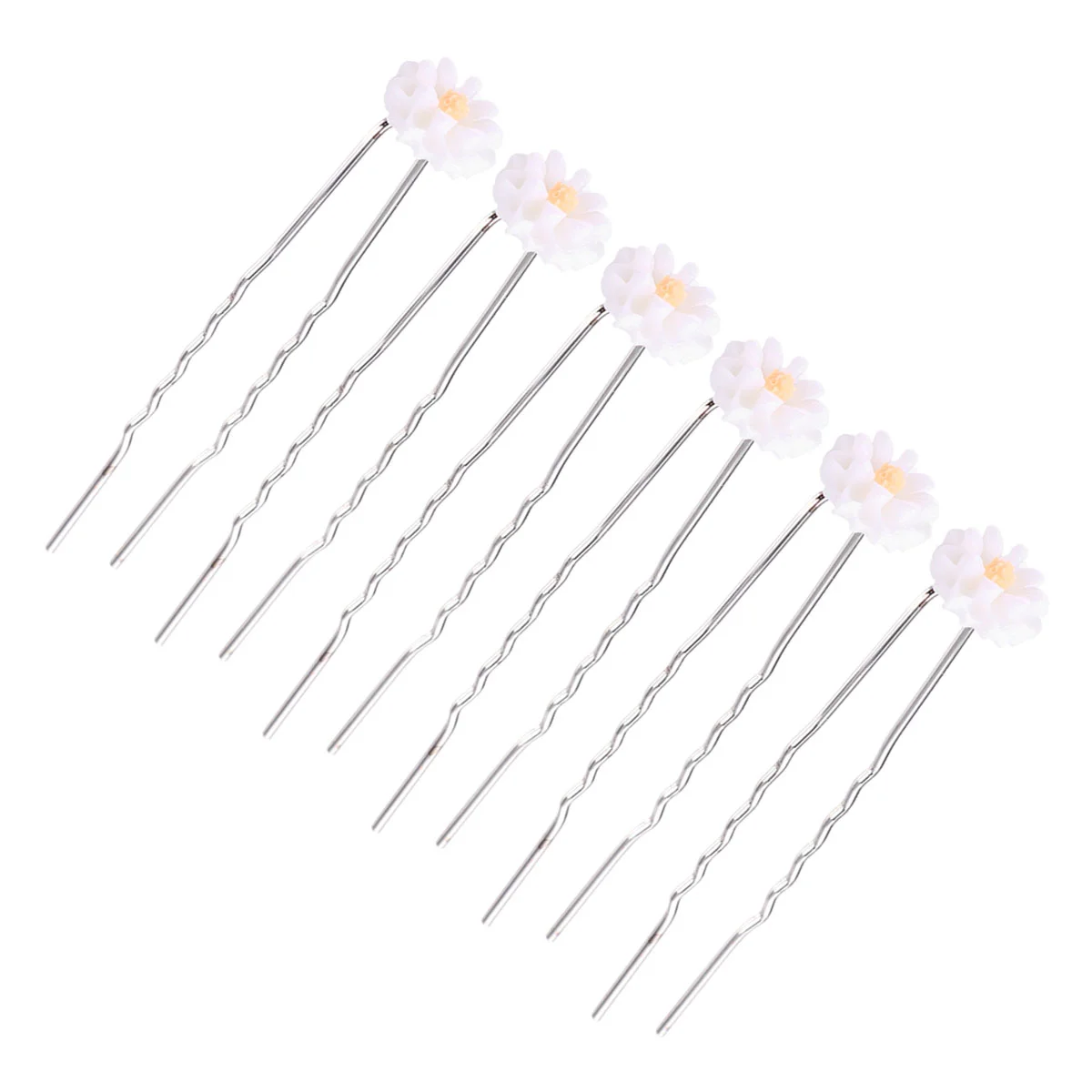 16 Pcs Hair Pin Resin Flower Hairpins Daisy Accessories Diamond U Shape Yellow Bride