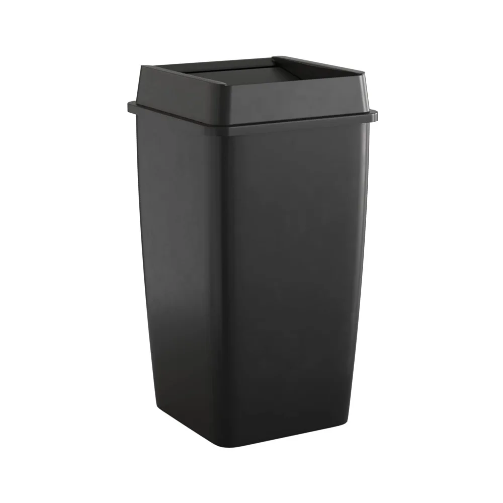 

50 Gallon Black Square Commercial Trash Can with Lid