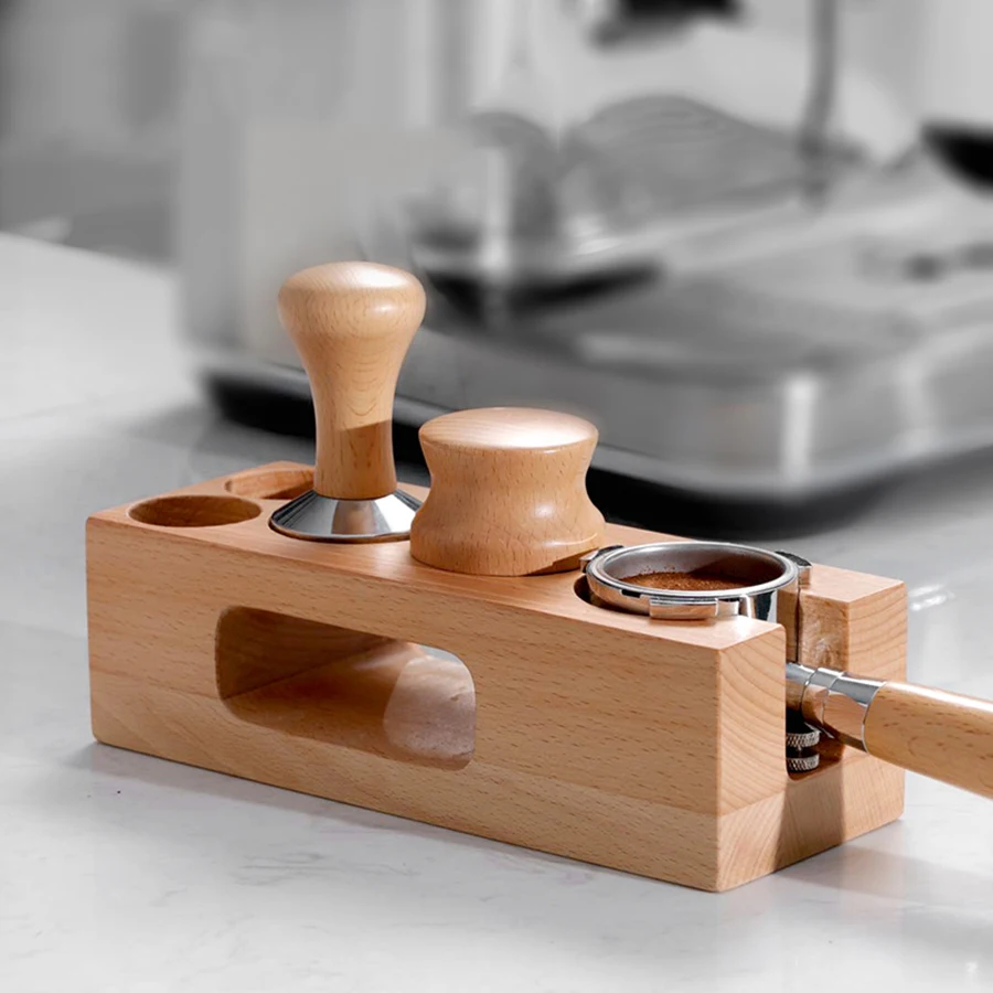 Coffee Tamper Mat Station Stand Portafilter Holder, rak dasar dukungan kayu kenari untuk 51MM 54MM 58MM Aksesori Espresso Barista