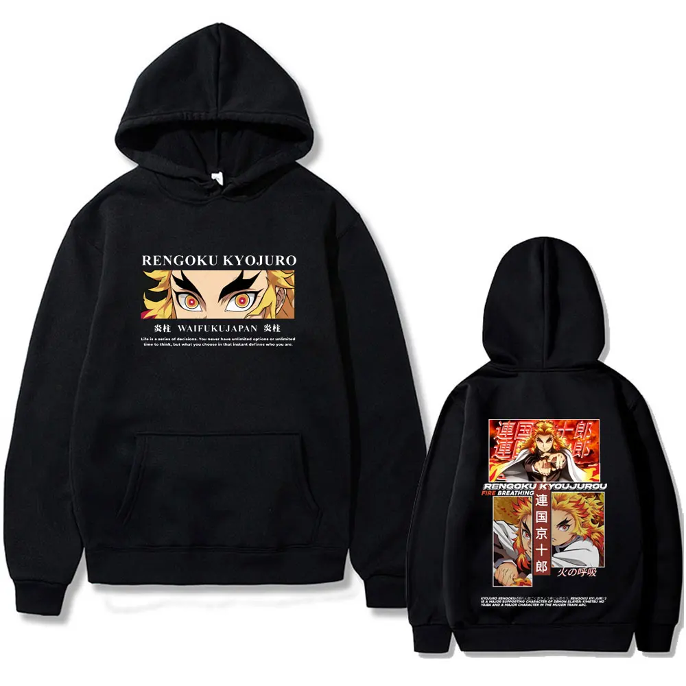 

Anime Demon Slayer Print Hoodie Rengoku Kyoujurou Graphic Sweatshirt Men Women Clothing Casual Hoodies Unisex Vintage Streetwear