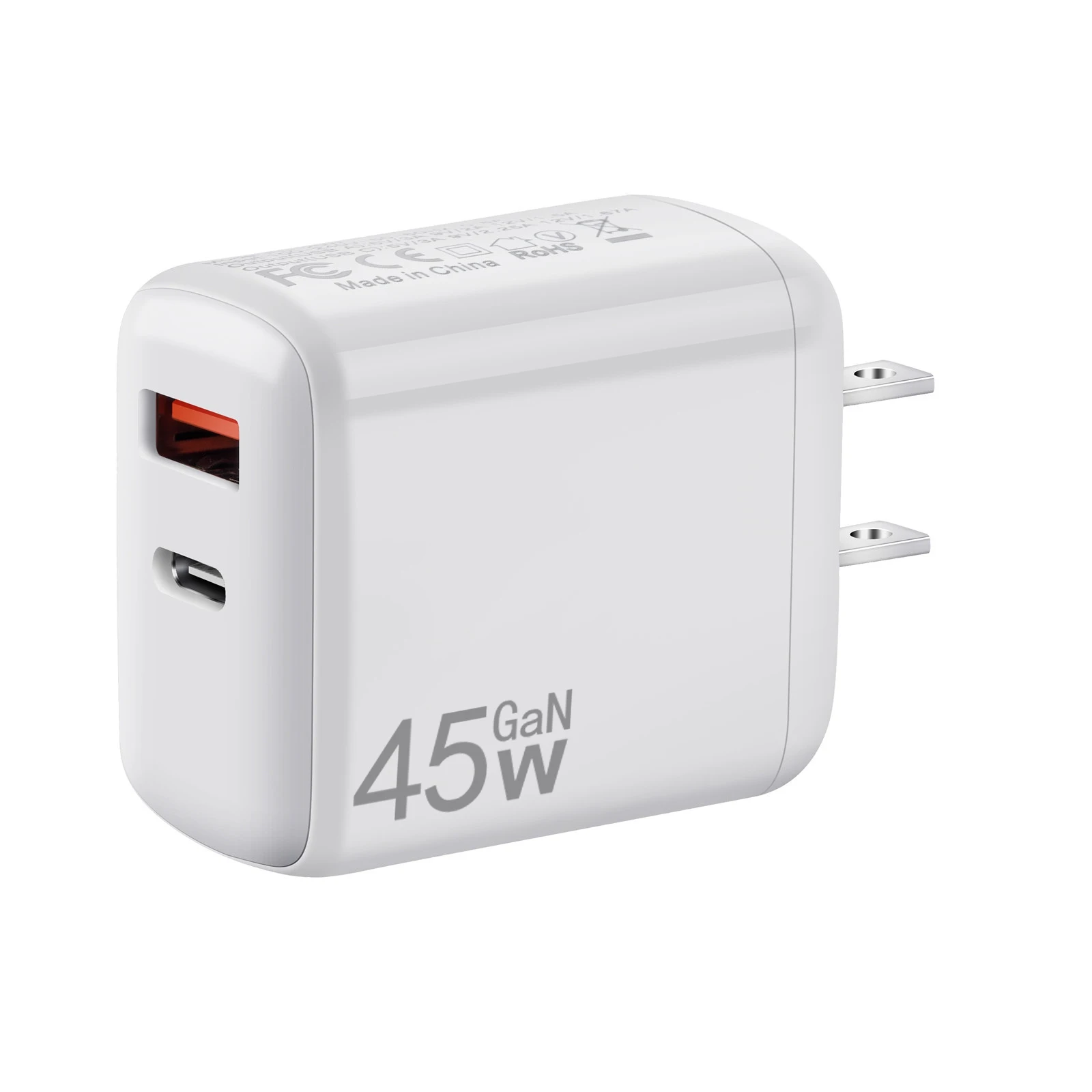 45W USB C+USBA Charger 2-Port Super Fast US Type C PD Wall Charger Block by GaN Tech for Samsung Galaxy S23 Ultra, Note 20, MacB