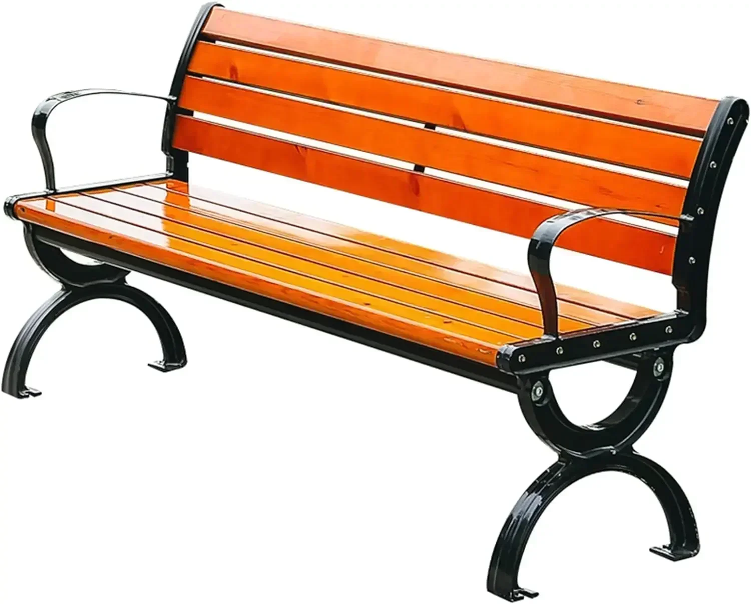 Outdoor Benches Cast Aluminum Preservative Wood 67IN(170CM) Patio Garden Bench Perfect for Backyard Lawn Porch