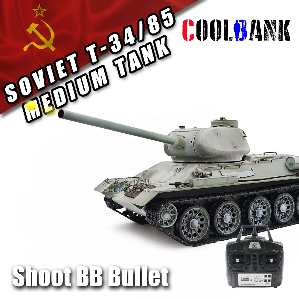 Coolbank Edizione modificata 3909-1 1/16 2.4ghz Telecomando Unione Sovietica T-34/85 Modello di carro armato medio che spara con suono e luce