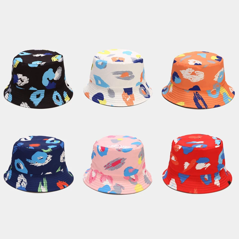 Abstract Brushstroke Print Bucket Hat Colorful Casual Sun Cap for Women