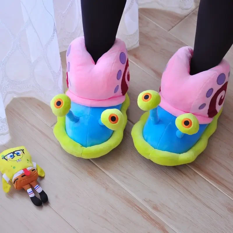 SpongeBob pantofole inverno donna divertente carino peluche scarpe lumaca cartone animato casa Indoor caldo coppia ragazze Creative scarpe di cotone