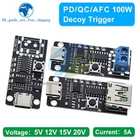 TZT 1/3PCS 100W 5A USB-C Fast Charge Trigger Board Module PD/QC Decoy Board Fast Charge USB Type-c PD 2.0 3.0 Boost Power Module
