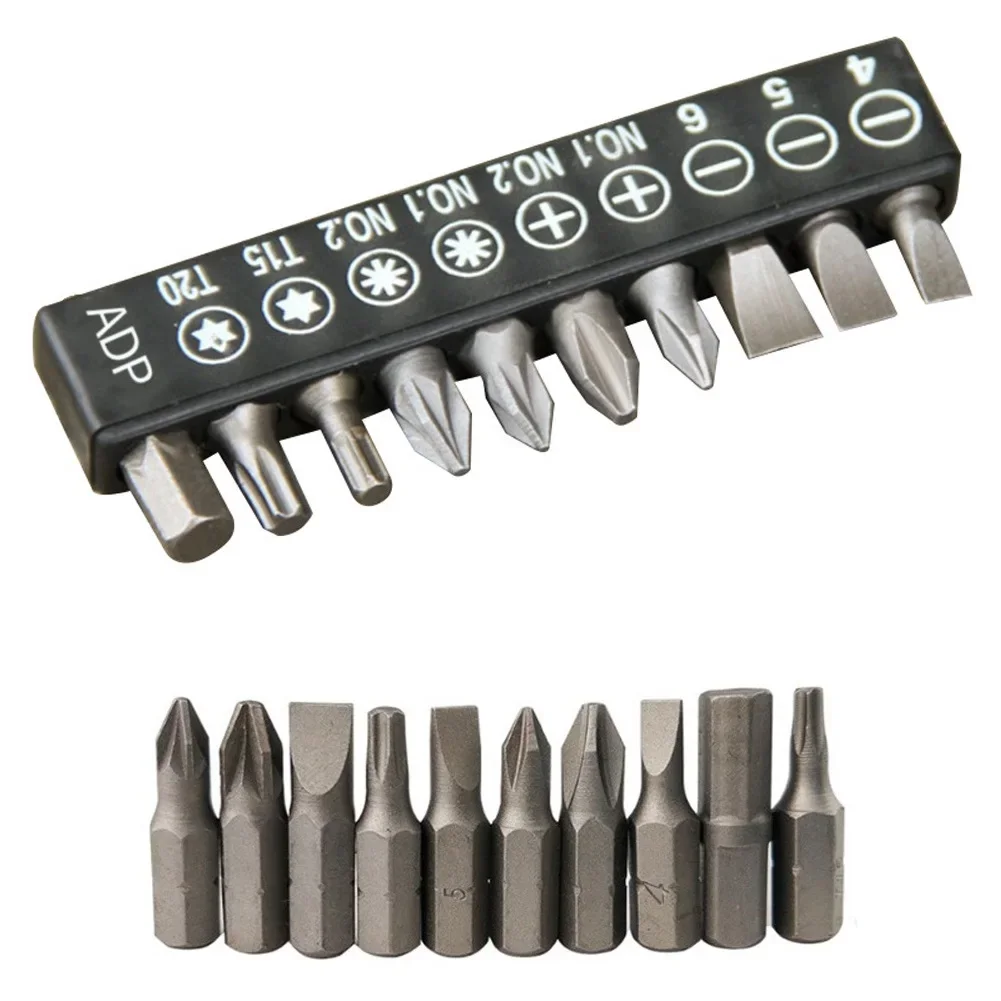 10pc/set Insert Bit Set Torx Flat Head Cross Electric Screwdriver Screws Head Hand Tools Screwdriver Head Replacement Part