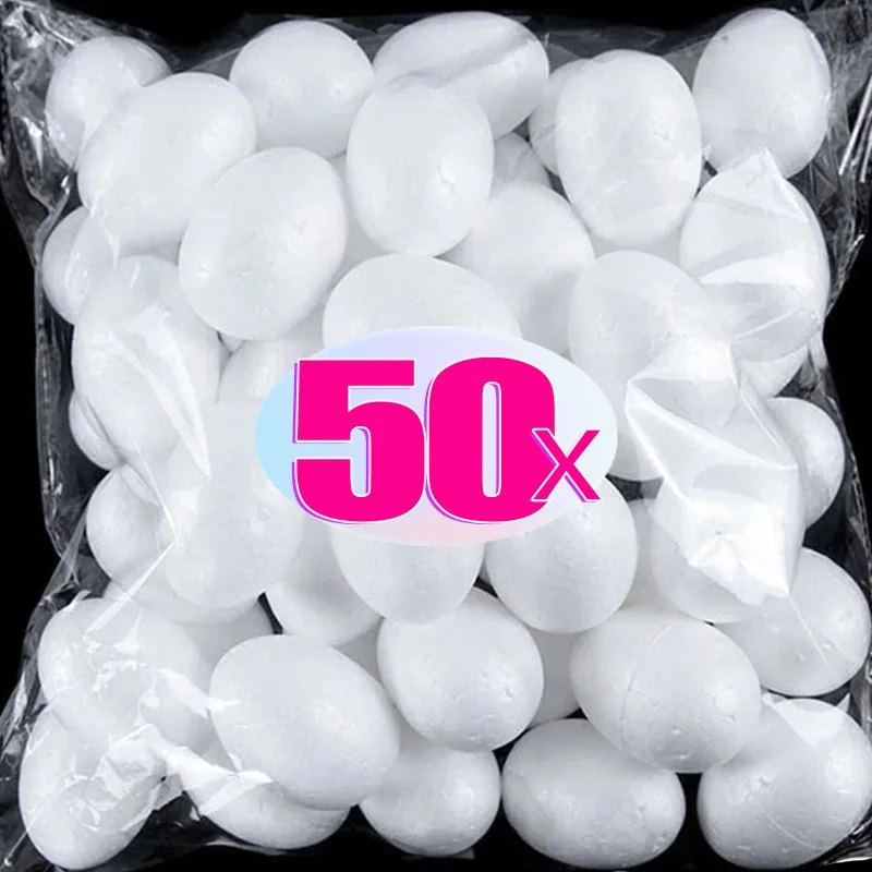 Huevos de Pascua Blancos de Espuma de 6 cm para Pintar, Huevos Falsos, Recuerdos para Niños, Juguetes, Regalos, Manualidades, Decoración para Fiestas de Cumpleaños y Pascua