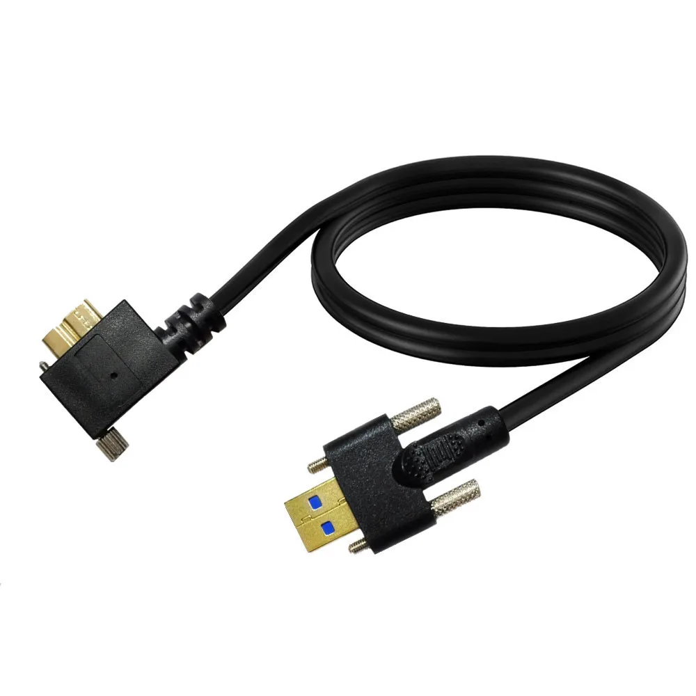 USB 3.0 a Male to Micro B Male Bendable Cable with Dual M3 Screw Locking - Data Sync & Charging Cord 0.3m/1m/2m Options Availabl