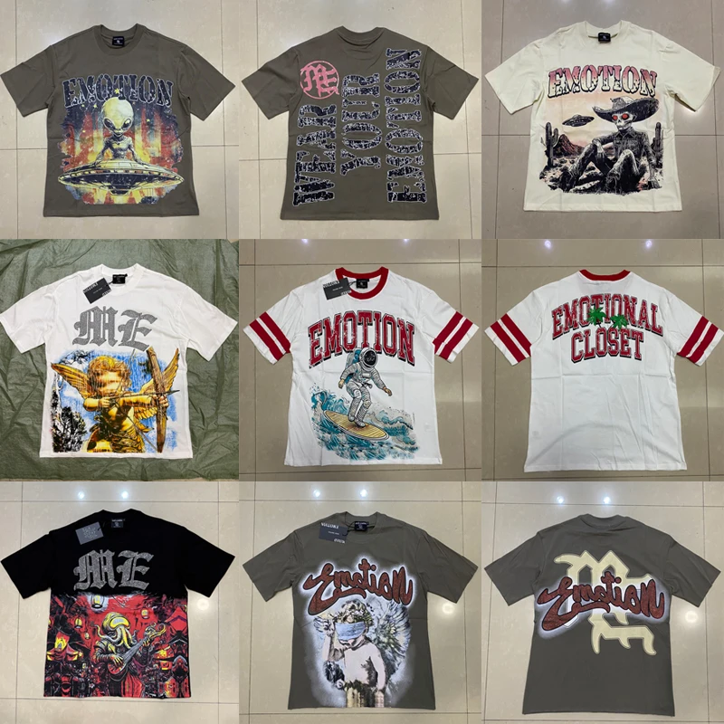 Camisetas de emisión mixta para hombre y mujer, camisetas de manga corta con estampado de varios estilos, venta al por mayor